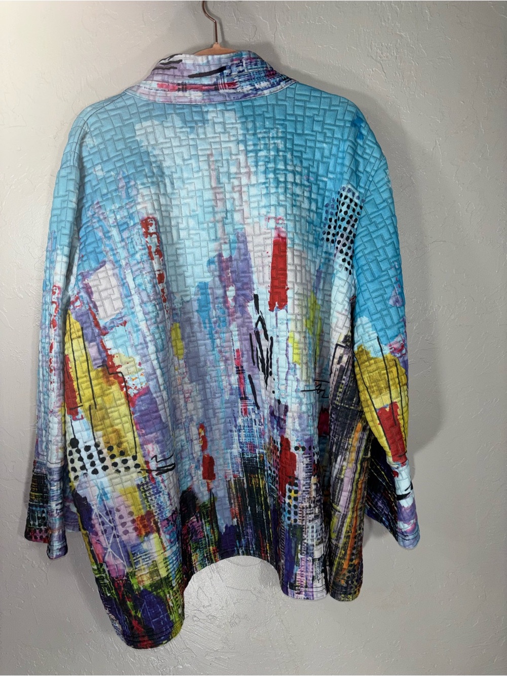 Ali Miles Multicolor Abstract Printed Tunic Jacket - Blue, Purple, Yellow - Picture 12 of 12